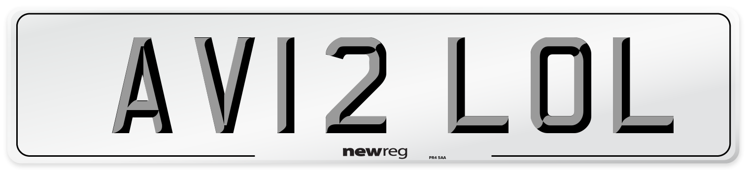 AV12 LOL Number Plate from New Reg